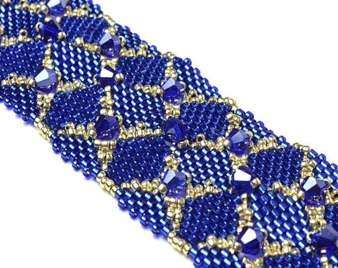 Blue braided bracelet with crystals swarovski, braided bracelet