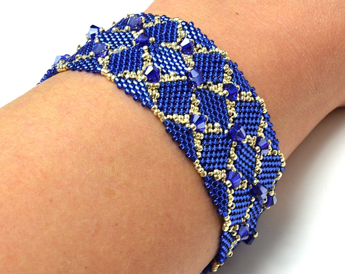 Blue braided bracelet with crystals swarovski, braided bracelet