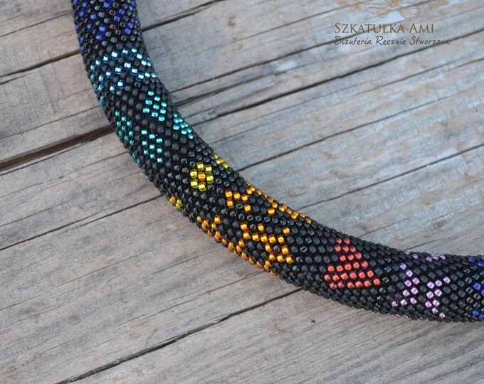 Luminous necklace, necklace tube, colored Necklace, Seed bead necklace, crochet rope, rope necklace, crochet necklace, beaded rope necklace