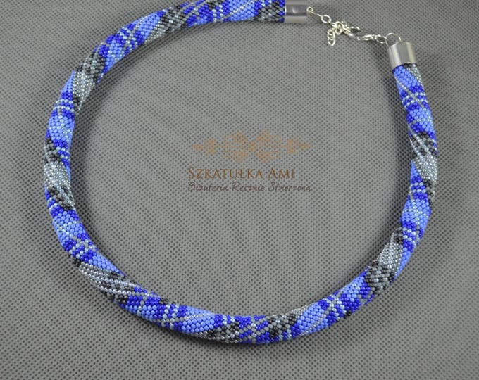 Plaid necklace, plaid jewelry, tartan plaid, buffalo plaid, blue plaid, scottish necklace, scottish tartan, statement necklace, tartan
