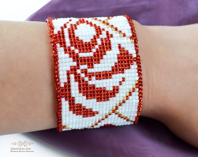 Hearts bracelet Loom bracelet Woven Bracelet Seed bead bracelet wide bracelet weaving bracelets cuff bracelet beaded bracelets boho