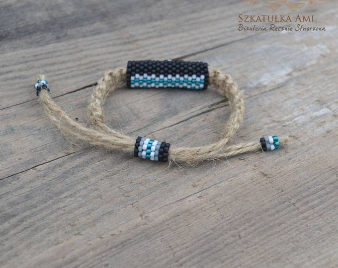 Teal hemp bracelet, guys bracelet, men bracelet, natural bracelet, hippie bracelet, men jewelry, macrame bracelet, bead bracelet, beaded