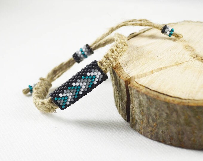 Teal hemp bracelet, guys bracelet, men bracelet, natural bracelet, hippie bracelet, men jewelry, macrame bracelet, bead bracelet, beaded