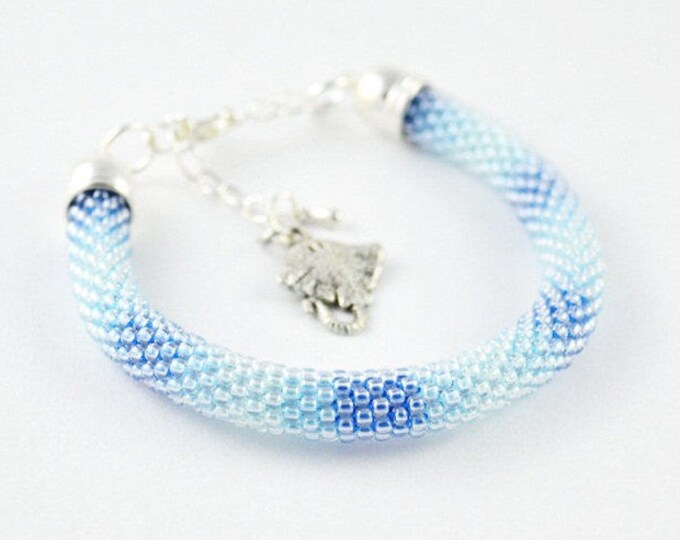 Blue shaded seed bead bracelets bangle bracelets glass seed bead crochet bracelet bead bracelet blue bracelet rope shaded Seed beads shadow