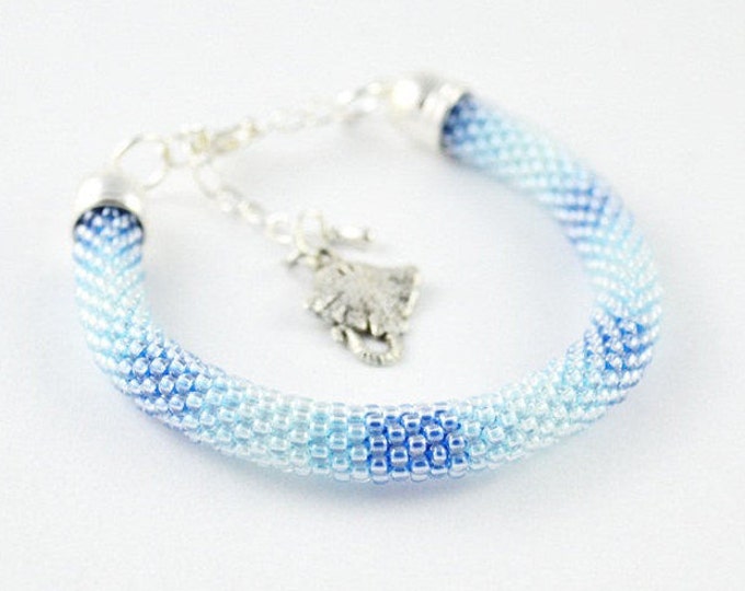 Blue shaded seed bead bracelets bangle bracelets glass seed bead crochet bracelet bead bracelet blue bracelet rope shaded Seed beads shadow