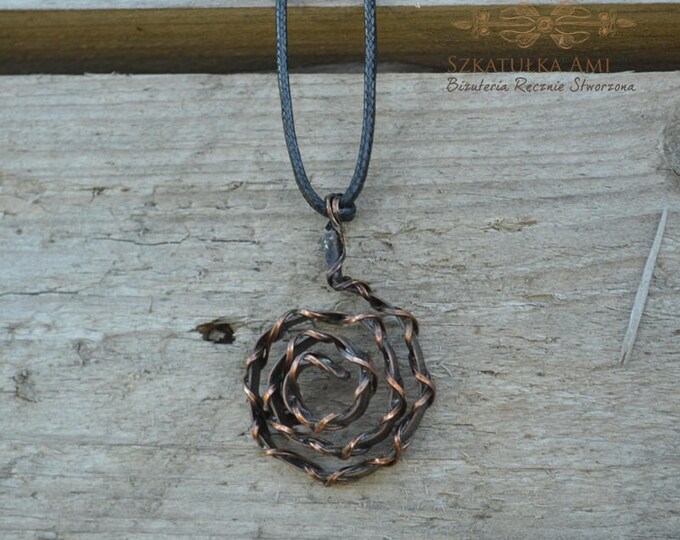 Twisted roses Copper earrings necklace Set Jewellery Roses pendant Spiral earrings Metal necklace Copper jewelry Gift for her womens leather