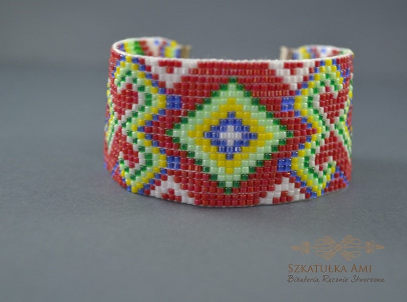 boho bracelet beaded bracelets loom bracelets statement bracelet woven bracelet ethnic jewelry Aztec wide bracelet cuff cuff bracelet