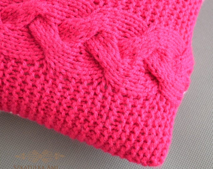 braids knitted pillow pink pillow buttons pillow case knitted pillow case baby pillow case nursery pink decor bed decor home decor handmade