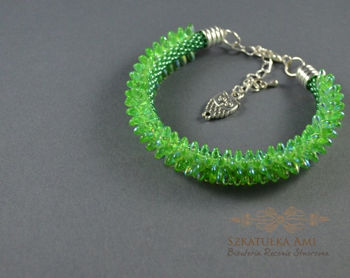 Green effect AB bracelet Beaded jewelry crystal AB dragon bracelet skin dragon seed beads small beads shining green bracelet womens girls