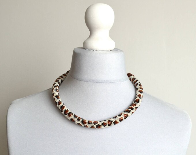 Leopard wilde necklace safari style Everyday Necklace leopard necklace snake skin jewelry snake skin necklace beads necklace Leopard jewelry