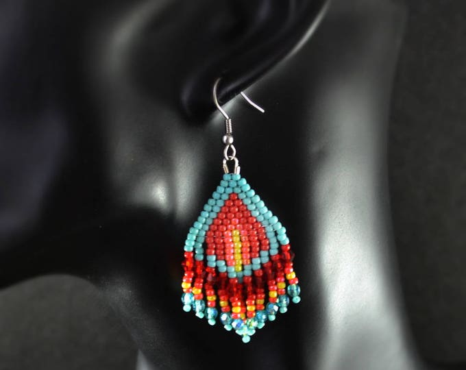 ethnic earrings, boho earrings, beaded earrings, native beaded, fringe earrings, tassel earrings, seed bead earrings, earrings native