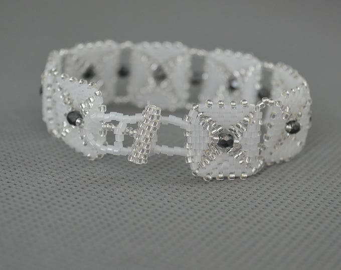 Black swarovski, cuff Swarovski, skinny bracelet, bohemian bracelet, adjustable bracelet, luster bracelet, seed bead bracelet, wedding