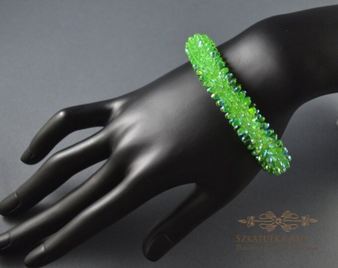 Green effect AB bracelet Beaded jewelry crystal AB dragon bracelet skin dragon seed beads small beads shining green bracelet womens girls