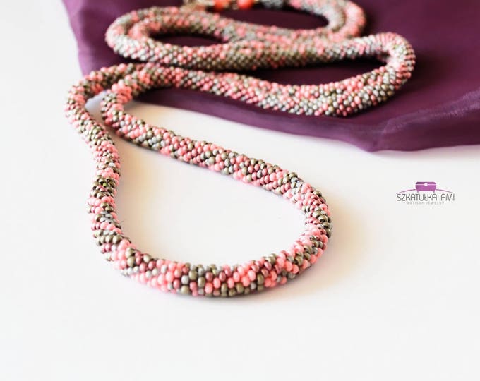 Pastel long beaded necklace, boho necklace, double wrap necklace, layering necklace, tassel necklace, statement necklace, multistrand seed