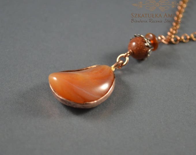 moss pendant, agate slice necklace, witch jewelry, hippy necklace, carnelian necklace, copper agate, orange bridesmaids, autumn necklace