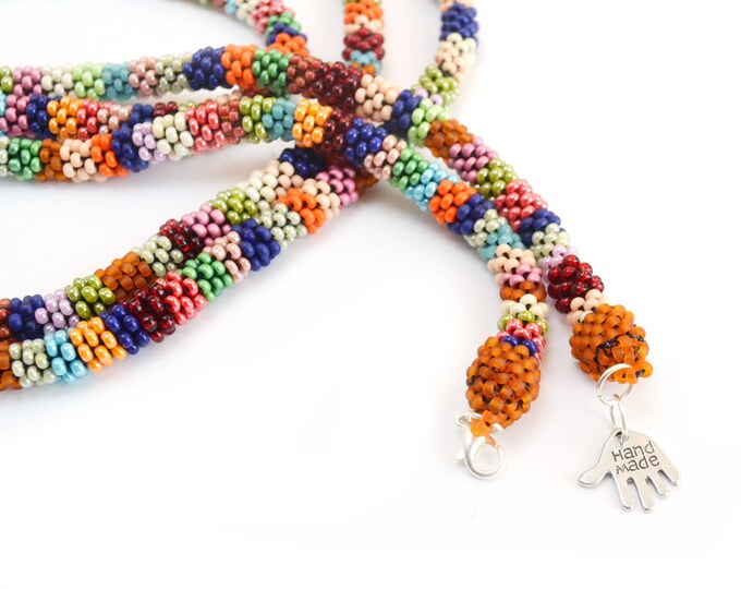 Colored necklace, Very long necklace, beaded necklace, Native necklace, Layering necklace, Boho necklace, Seed beads necklace, long necklace