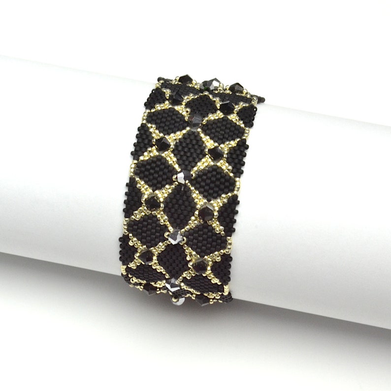 a gift for a woman Black and silver crystal bracelet woven beaded shiny and delicate hand cuff
