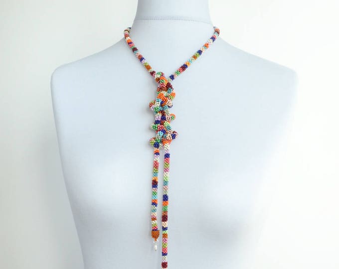 Colored necklace, Very long necklace, beaded necklace, Native necklace, Layering necklace, Boho necklace, Seed beads necklace, long necklace
