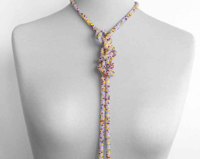 Melange Long necklace, boho necklace, statement necklace, bohemian necklace, beaded necklace, tassel necklace, layering necklace, tied women