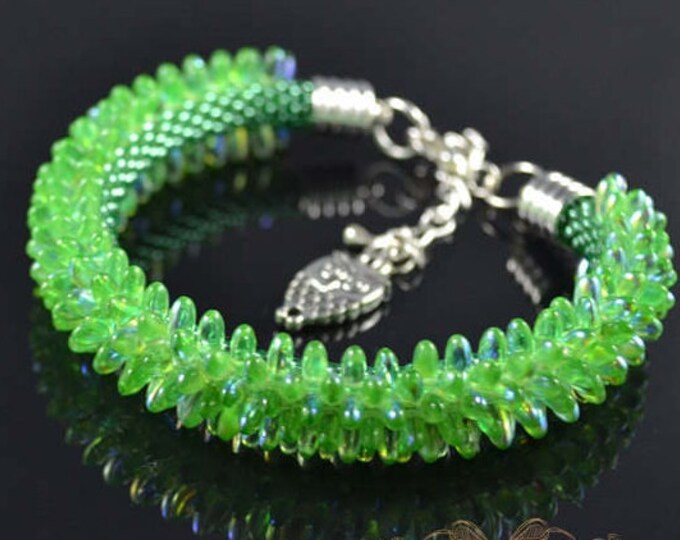 Green effect AB bracelet Beaded jewelry crystal AB dragon bracelet skin dragon seed beads small beads shining green bracelet womens girls