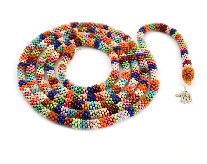 Colored necklace, Very long necklace, beaded necklace, Native necklace, Layering necklace, Boho necklace, Seed beads necklace, long necklace