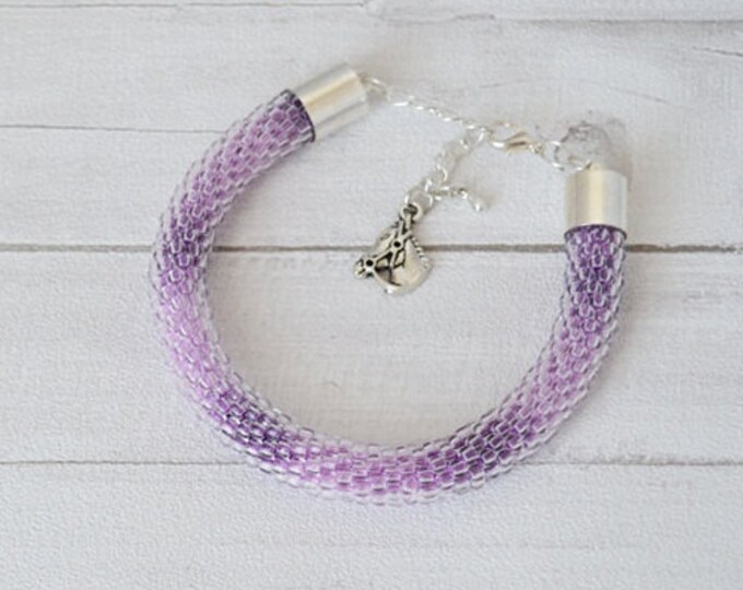 Seed beads bracelet purple bracelet shadow purple bracelet friendship gift springs ideas crochet bracelet handmade bracelet for her shadow