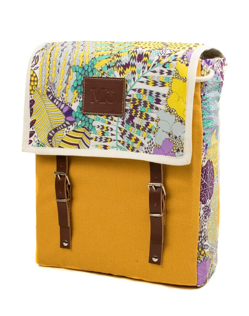 Caterpillar Backpack Canvas and Leather Print Backpack Etsy