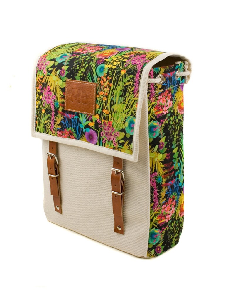 leather flower backpack