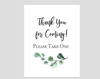 Greenery Leaves Favor Table Sign Digital File Sign 8.5" x11" Succulent Table Sign, Download and Print at Home PDF file