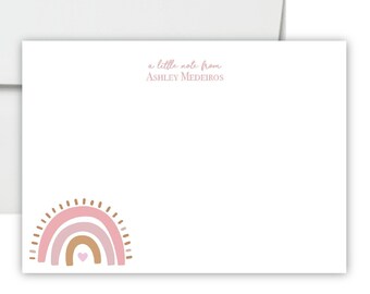 Personalized Rainbow Notecards for Girls – Kids Thank You Cards, Set of 20