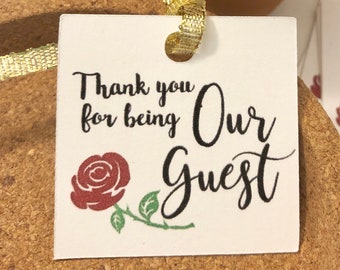 Being Our Guest Tags Be Our Guest Tags 2X2 Thank You for Being Our Guest  Tags Gender Reveal Beauty or Beast - Etsy