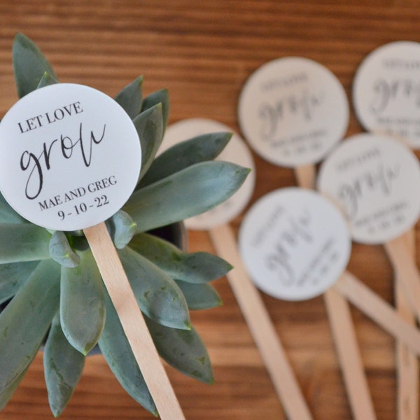 Winter Wedding Favor Tags Let Love Grow Tags on Stick Dot Shape Tags Arch Wedding Minimalist Modern