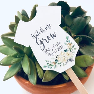 Watch Me Grow Plant Tags for Baby Shower Succulent Favor Tags on Sticks image 3