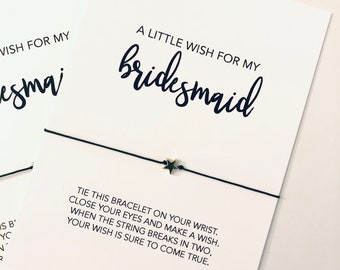 Bridesmaid Gift Wish Bracelet String Bracelet Favors With Cards Bridal Party Gift Wedding Favors