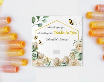Honey Bee Lip Balm Favor Tags, Bridal Shower, 3"x3" (Printed & Shipped)