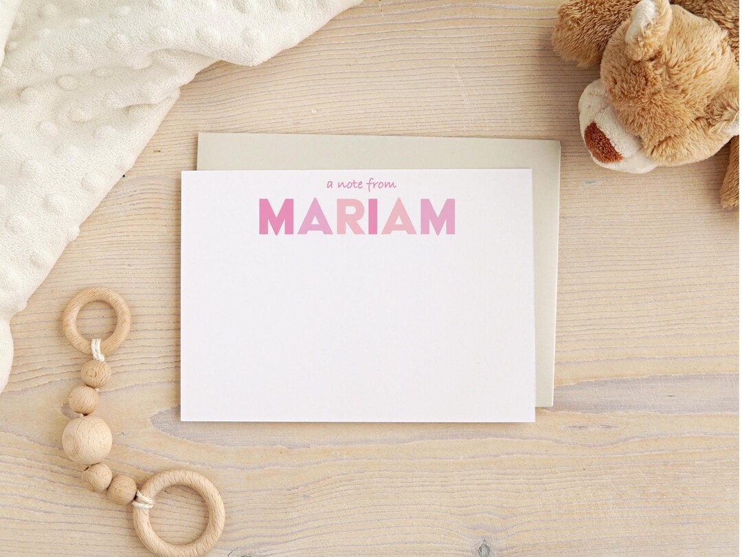 Personalized Pink Rainbow Notecards, Kids Stationery Set (pack of 20 ...
