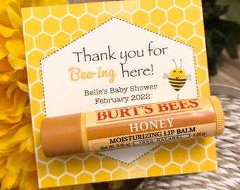 Honey Bee Lip Balm Favor Tags, Bridal Shower, 3" Square