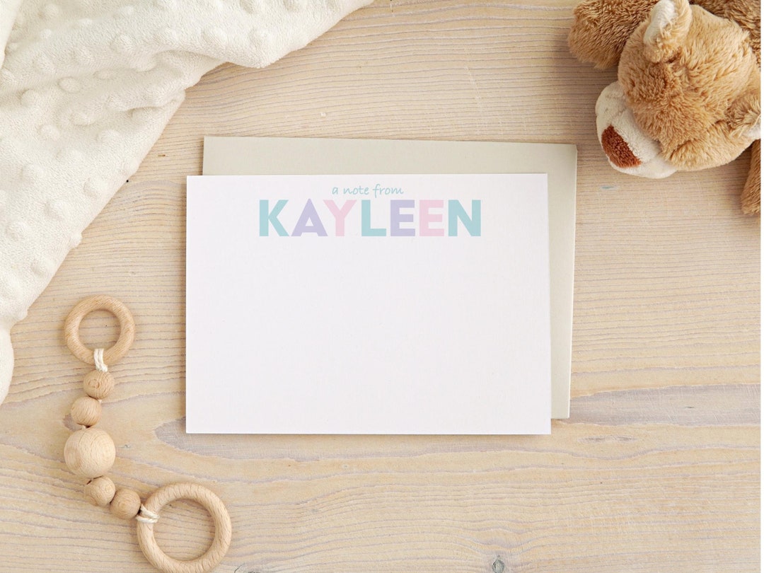 Personalized Rainbow Notecards for Girls - 'A Little Note From' - Set ...