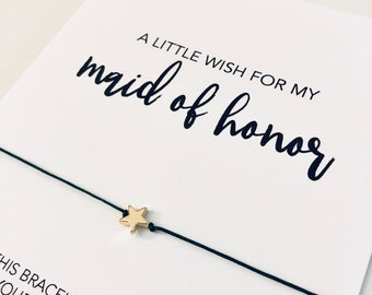 Maid of Honor Gift Wish Bracelet String Bracelet Favors With Cards Bridal Party Gift Wedding Favors