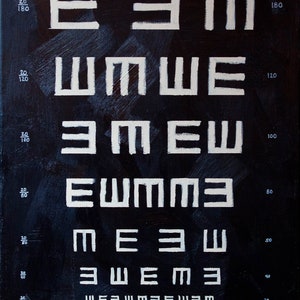 Tumbling E eye chart, origineel schilderij, 24"X36"