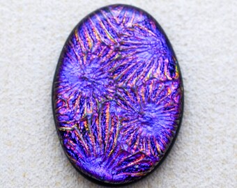 26x36mm Focal Cabochon of Dichroic Glass - Starry Blue Magenta, Pink Colors on Black - F542-R31