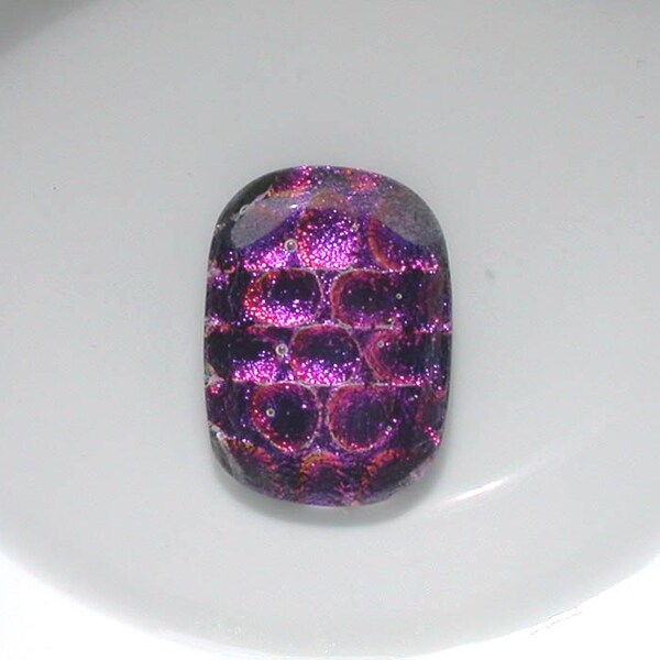Fused Dichroic Glass Cabochons - 25mmx34mm Magenta Honey Comb Color - TR107