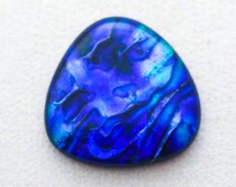 39x40mm Focal Cabochon of Dichroic Glass - Dark Blue and turquoise Colors on Black - F928-R40