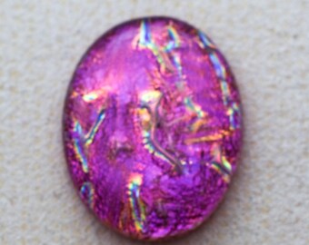 26x33mm Focal Cabochon of Dichroic Glass - Pink Lava Color on Red - F921-R230