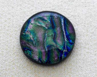 27mm Focal Cabochon of Dichroic Glass - Moody Rainbow Lava Color on Black Glass - F522-R27
