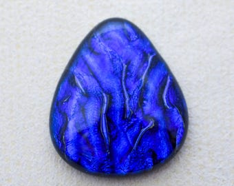 32x37mm Focal Cabochon of Dichroic Glass - Blue Velvet Lava Color on Black - F830-R35