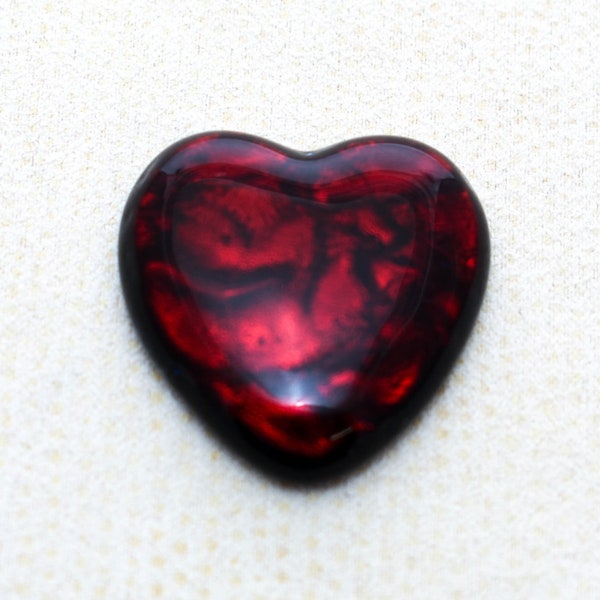 33x33mm Dichroic Glass Cabochons - Red Burning Embers Heart Color - C998-RHR33