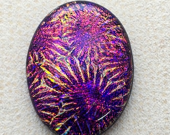 28x36mm Focal Cabochon of Multi Layered Dichroic Glass - Starry Red/Starry Blue Special Color on Black Glass- C999-S32