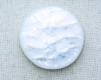 35mm Focal Cabochon of Dichroic Glass - Rainbow Lava Colors on White Like an Opal - C667-RW35