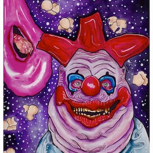 Killer Klowns from Outer Space original art print, Fatso Killer Klown, Chiodo Brothers, 80&#39;s horror, 80&#39;s cult classic, classic horror art